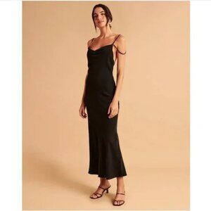 Black Cowl Neck Slip Maxi Dress by Abercrombie & Fitch